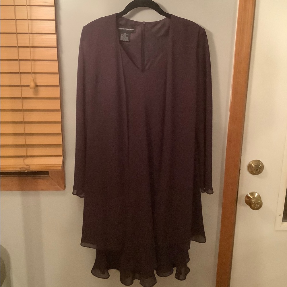Plum colored multi -tiered long sleeve dress